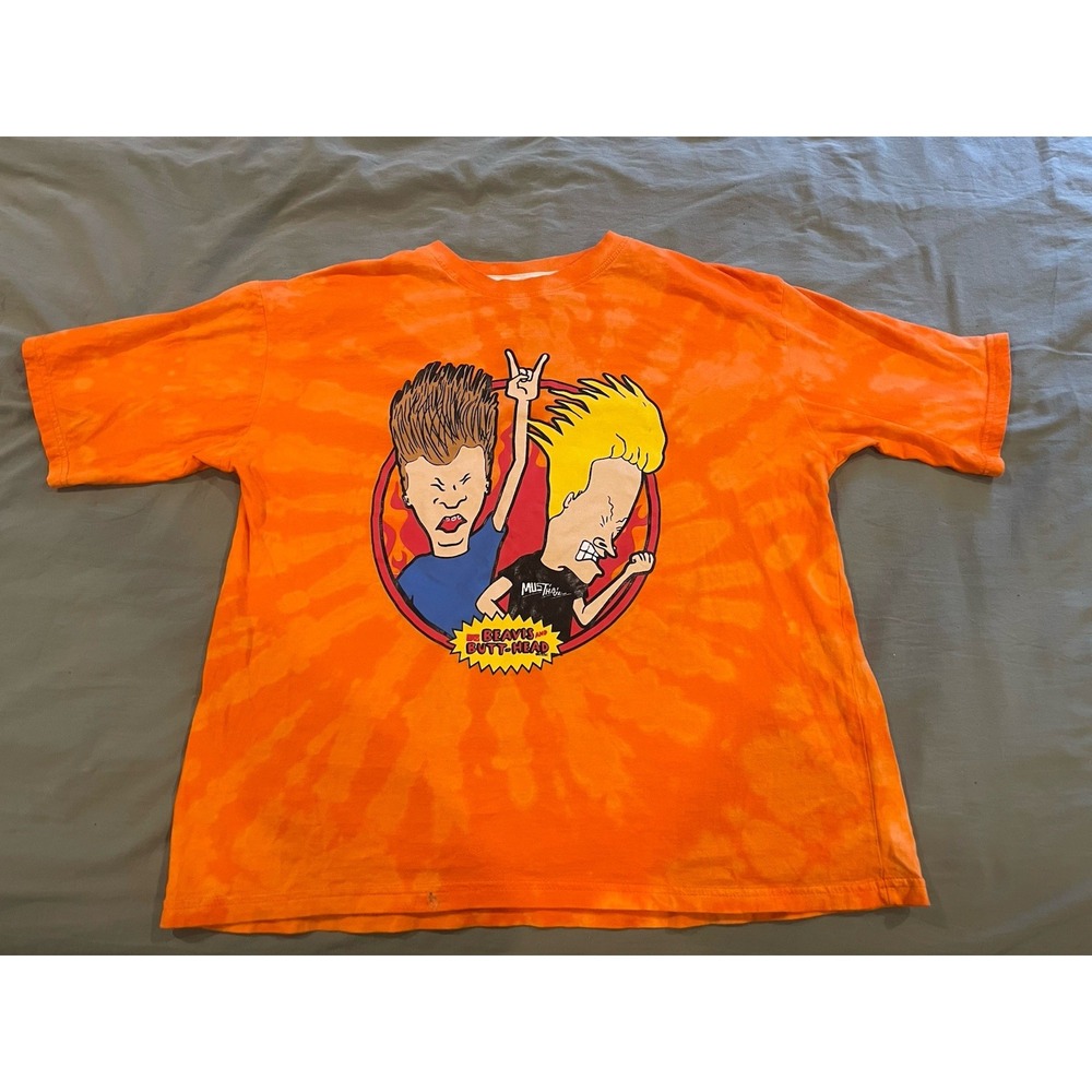 Beavis And Butthead Orange Tie Dye Tee L  90s Cartoons MTV Rare